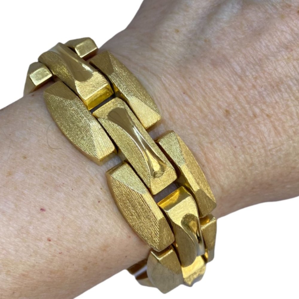 SOLD 18K Yellow Gold Large Mid-Century Bracelet